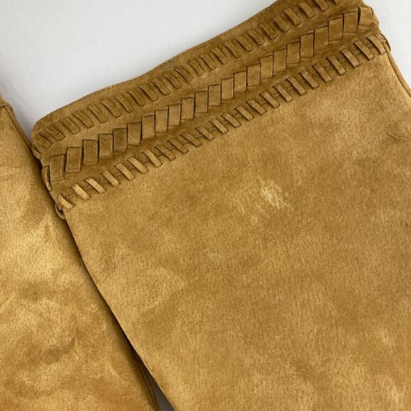 ~ UGG 10 Suede Clog Boots Tan Zip Camel Brown Women Tall Wood Heel Boho HTF Rare - Picture 3 of 14